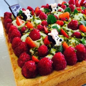 Tarte fraise framboise pistache